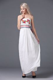 2018 New design white maxi off the shoulder embroidered long dresses